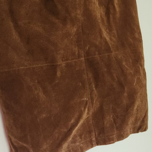 Pelle cognac genuine suede pencil skirt (broken zipper) size 10 - Picture 6 of 7